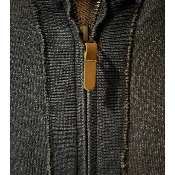 CARBON 2 COBOLT Effortlessly Cool Leather Logo Full Zip Blue Hoodie Men's M - Picture 4 of 10